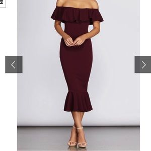 Burgundy midi dress